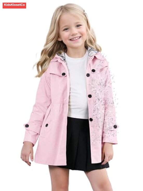 Other - Girls Waterproof Trench Coat Hooded Rain Jacket Long Sleeve